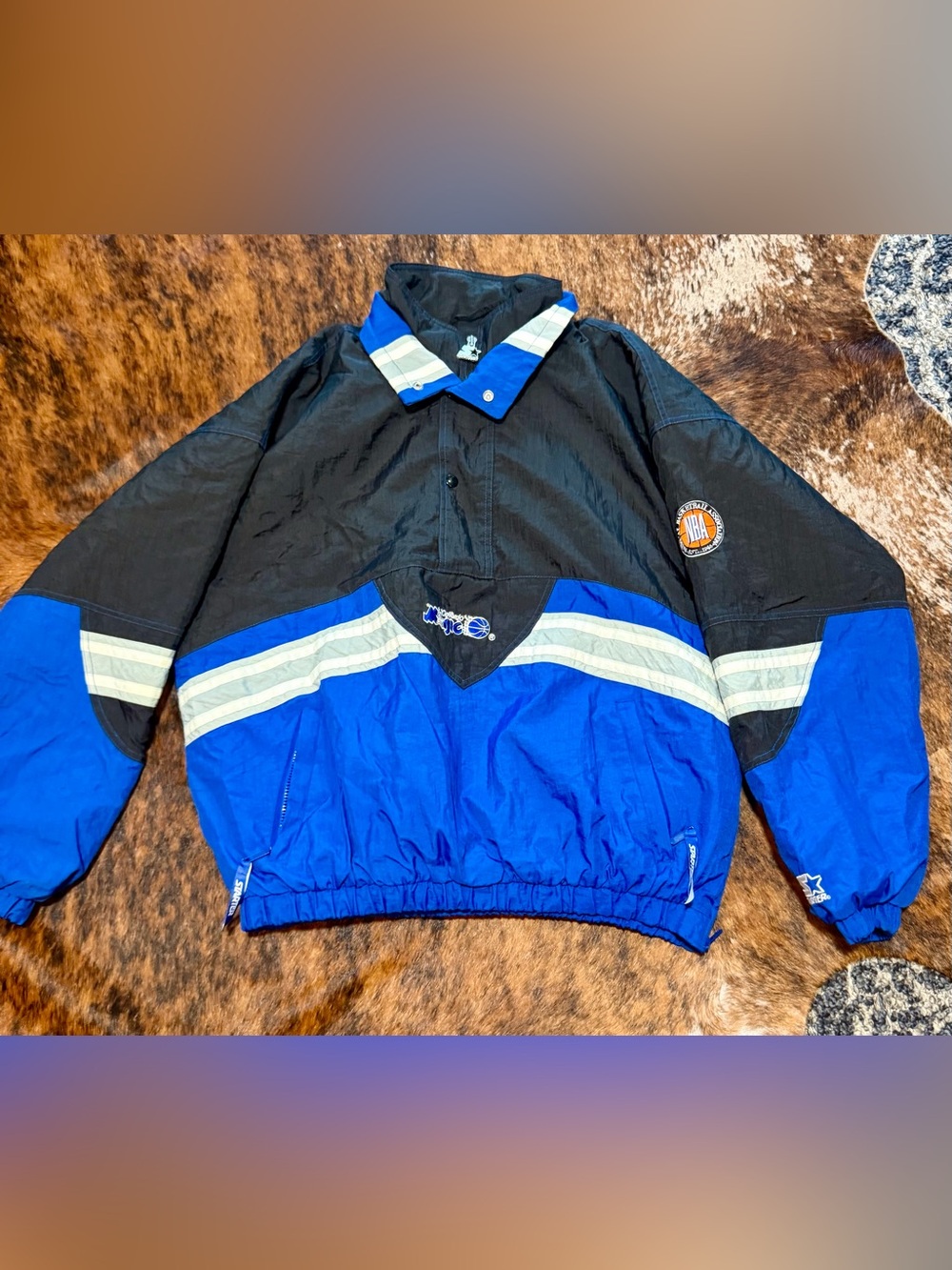 VTG 90s NBA ORLANDO MAGIC STARTER PUFFER PULLOVER JACKET HOODED SIZE XL